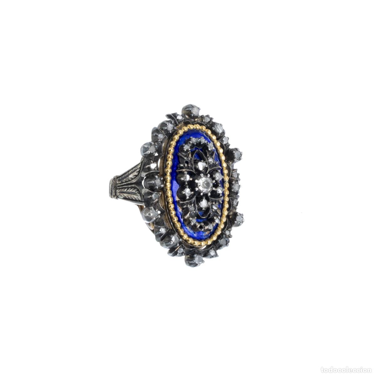 Joyeria: Anillo de plata y oro con esmalte y diamantes. - Foto 1