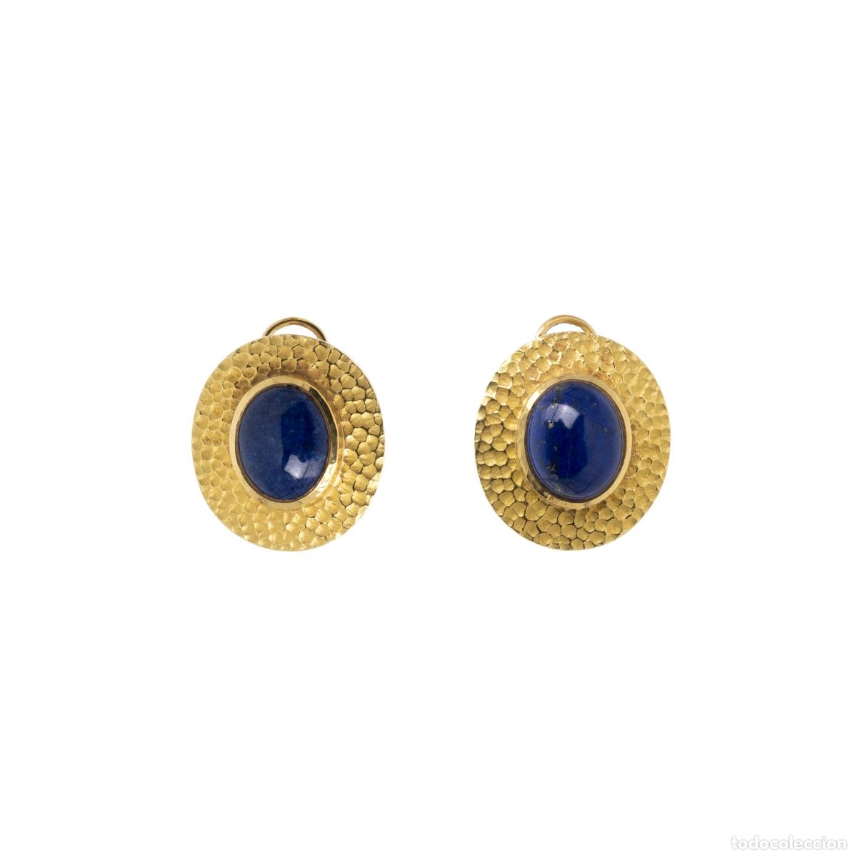 Joyeria: PAR DE PENDIENTES DE ORO Y LAPISL&Aacute;ZULI - Foto 1