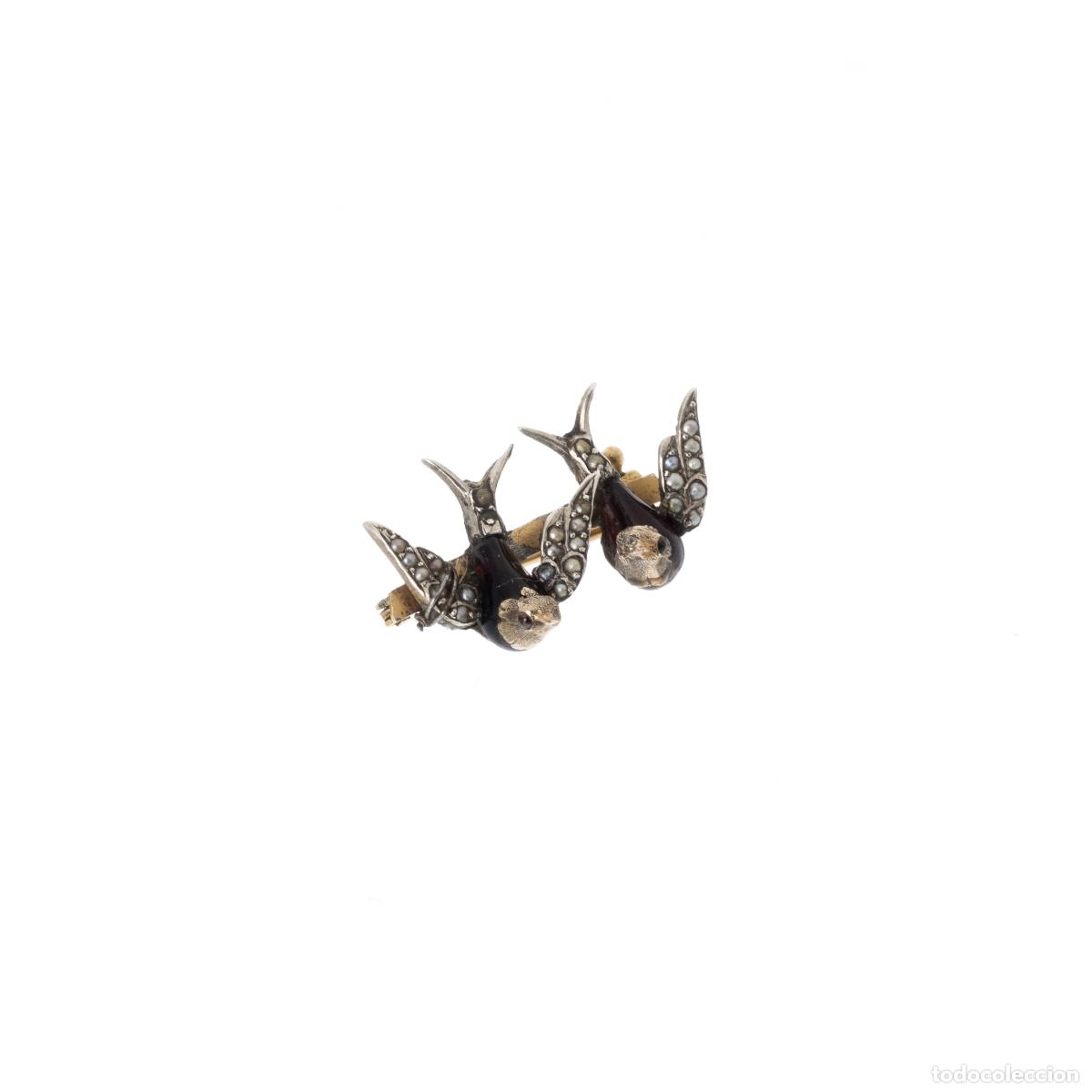 Joyeria: Broches de golondrina en plata y oro. - Foto 1