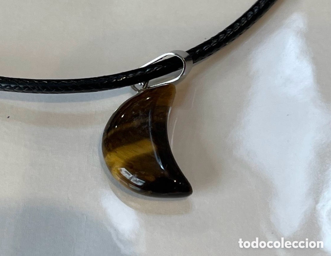 Joyeria: Colgante ojo de tigre y cord&oacute;n cuero