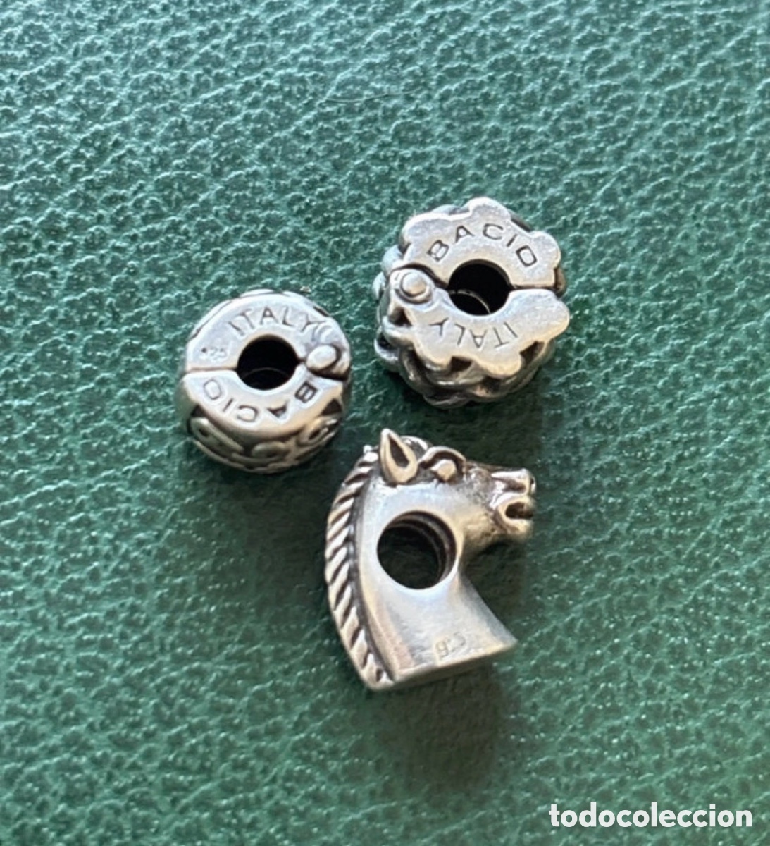 Joyeria: Lote 3 charms Italy Bacio, plata de ley 925 (A1)