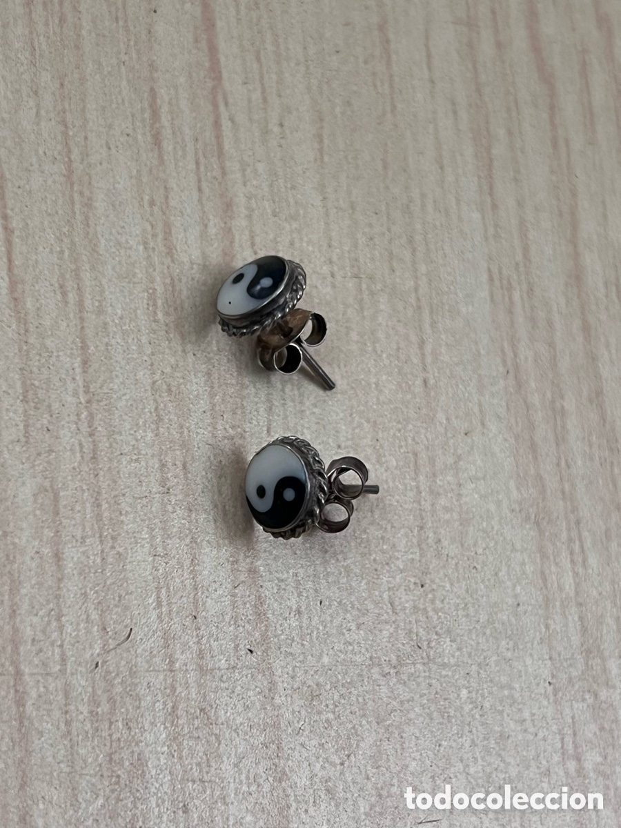 Joaillerie: ✅ Pendientes vintage de plata de ley con dise&ntilde;o de Yin Yang.