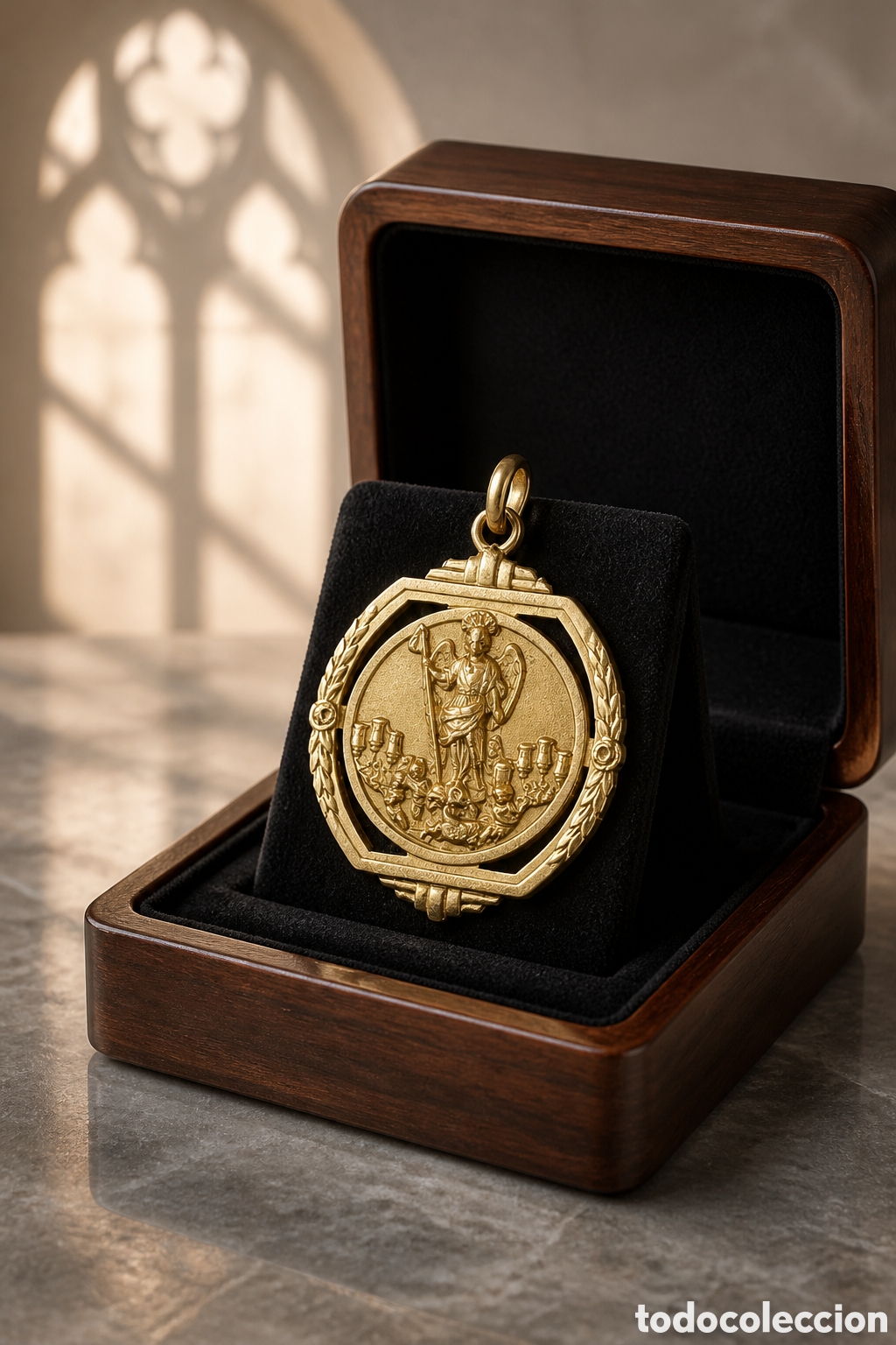 Joyeria: ANTIGUA MEDALLA RELIGIOSA SAN RAFAEL ELABORADA EN ORO 18K