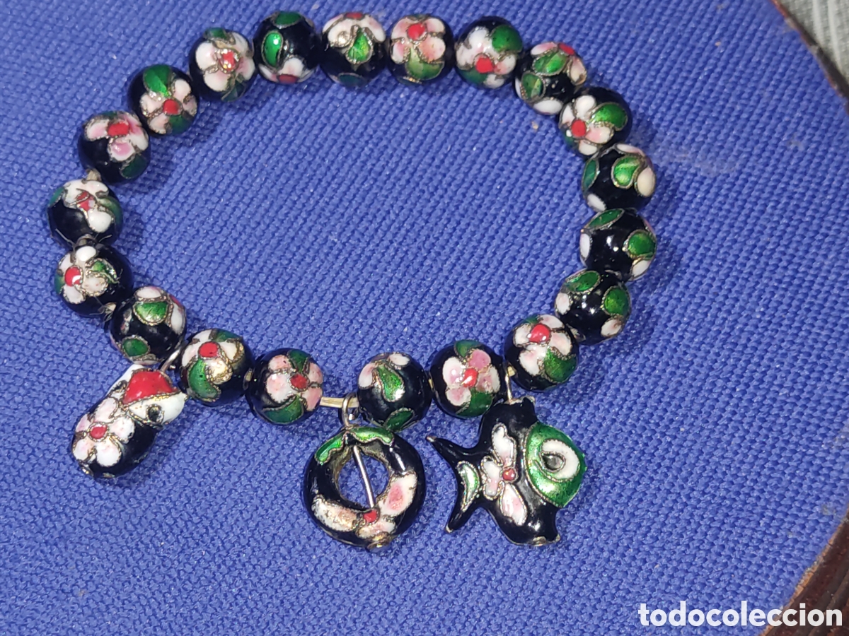 Joyeria: Pulsera de lat&oacute;n esmaltado o cloisonne.Vintage.