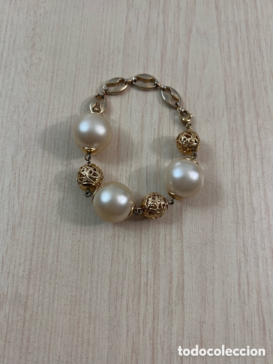 Joalharia: ✅ pulsera artesanal chapado en oro con perlas
