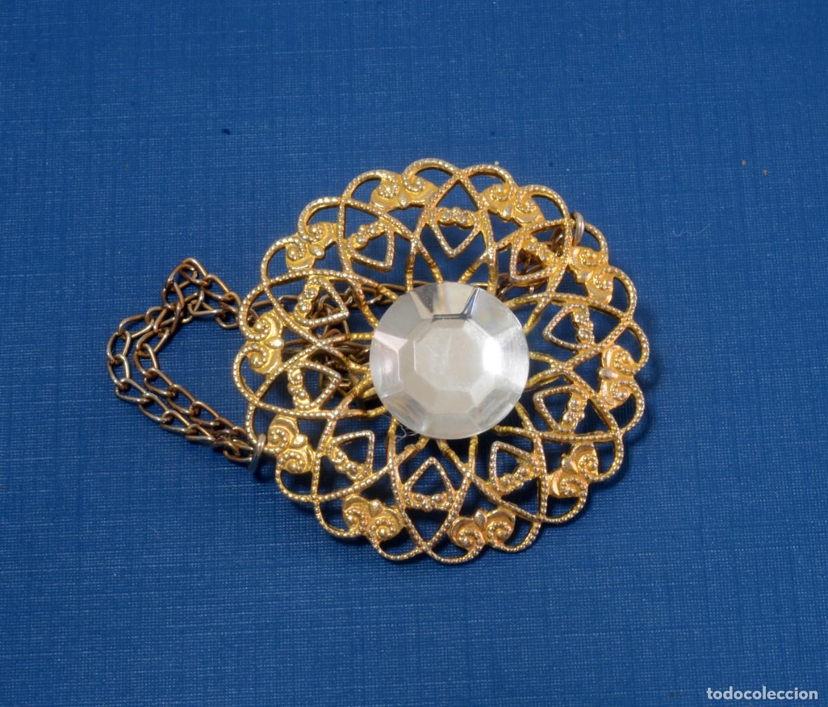 Joyeria: BROCHE CIRCULAR DORADO CON CRISTAL, VINTAGE - Foto 1