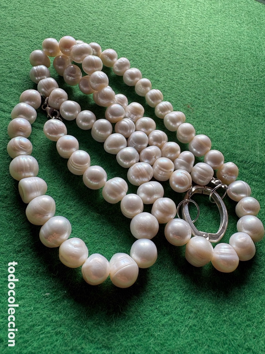 Joaillerie: Collar + pulsera de perlas aut&eacute;nticas y cierres de plata de ley (A3)