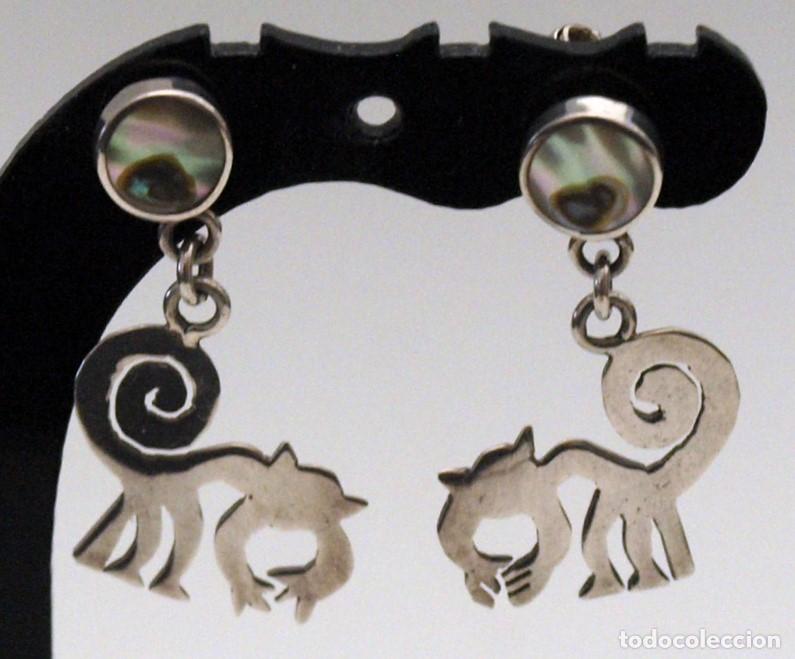Gioielleria: PENDIENTES DE PLATA DE LEY CONTRASTADA Y ABALON.2,5 X 1,5 CM APROX. VER FOTOS Y DESCRIPCION