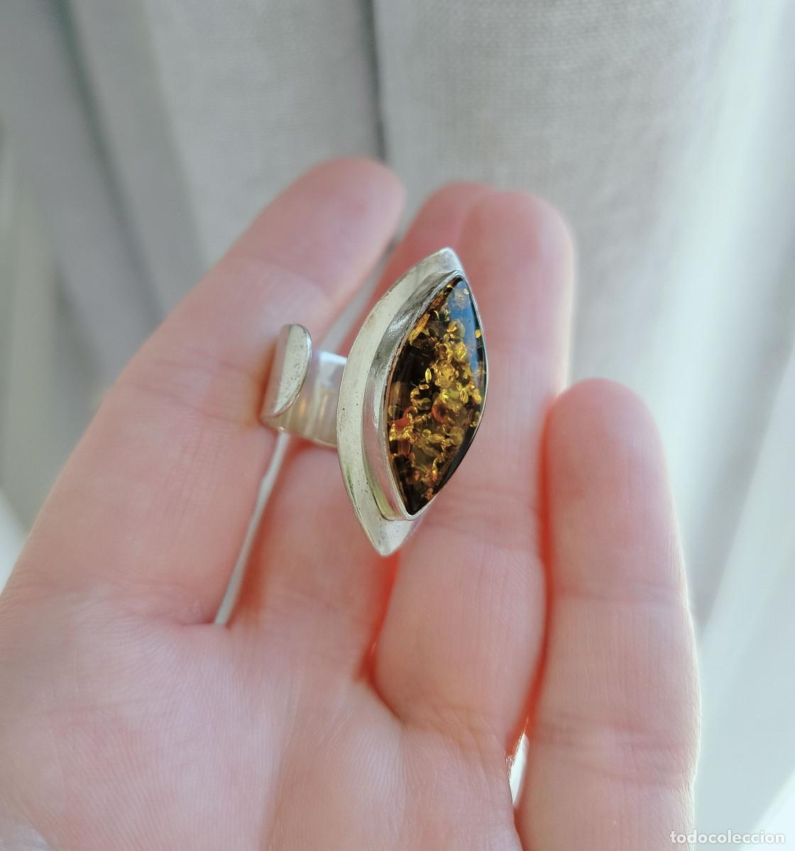 Joyeria: Anillo de plata esterlina 925 y &aacute;mbar b&aacute;ltico // Anillo ajustable vintage