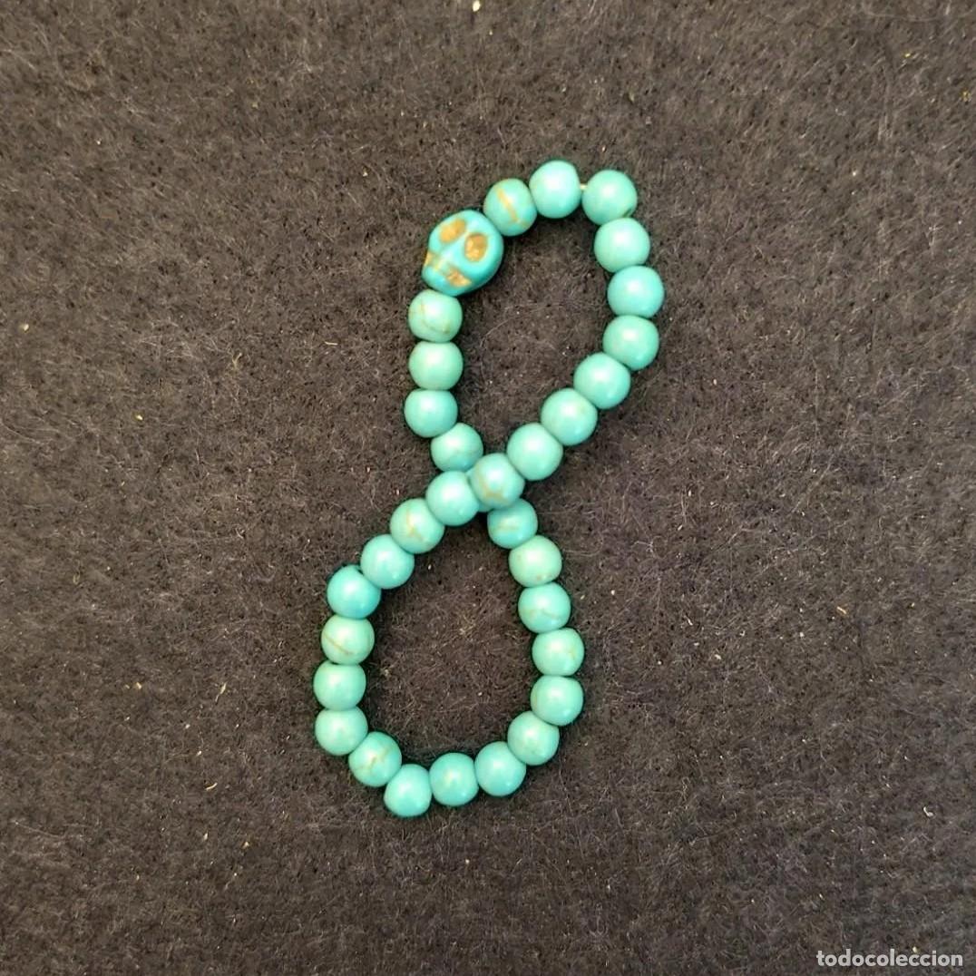 Joyeria: PULSERA ELASTICA DE BOLAS DE TURQUESA 6 MM CON DIGET CRANEO - Foto 3