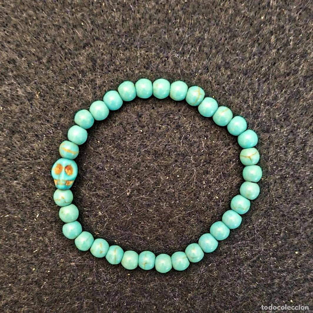 Joyeria: PULSERA ELASTICA DE BOLAS DE TURQUESA 6 MM CON DIGET CRANEO - Foto 4