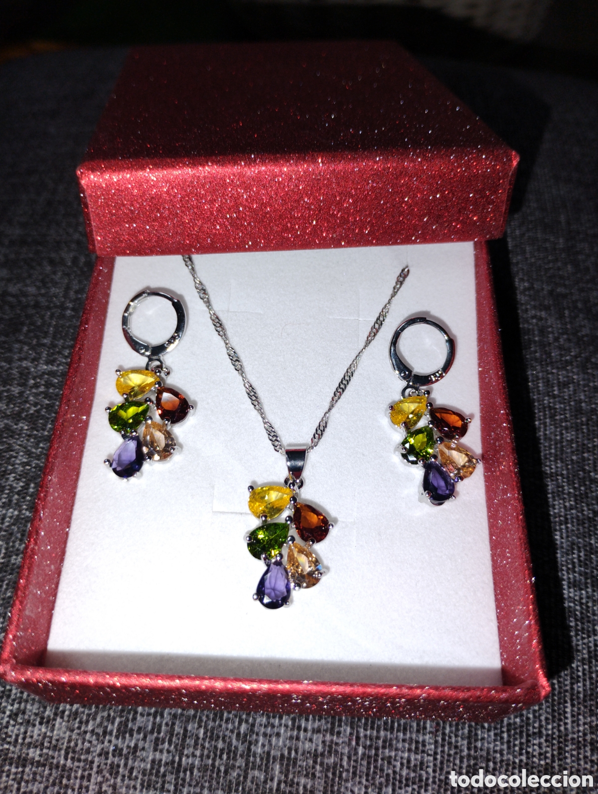Joyeria: Conjunto de plata 925 y piedras multicolor
