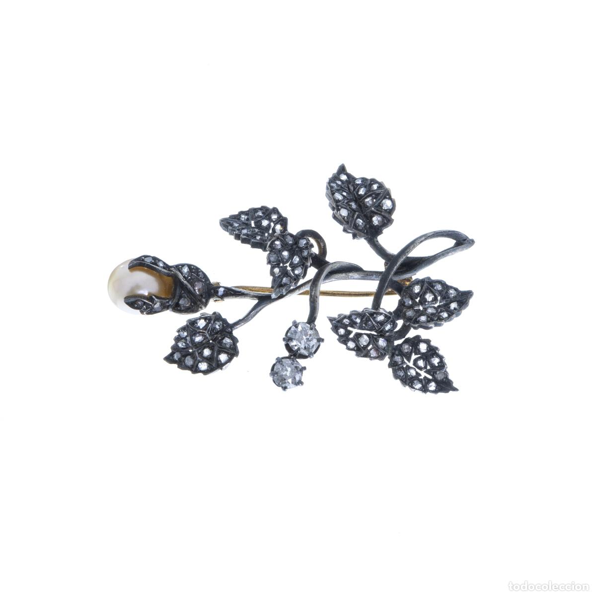 Joyeria: Broche de plata y oro con diamantes. - Foto 1