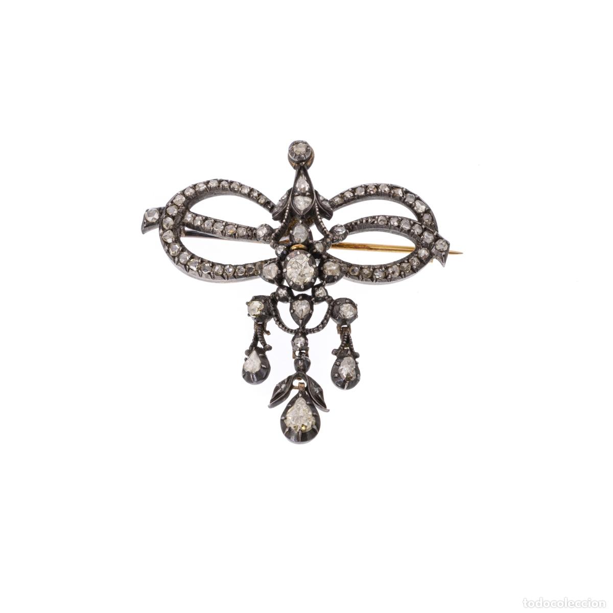 Joyeria: Broche de plata; oro y diamantes - siglo XIX - Belle &Eacute;poque