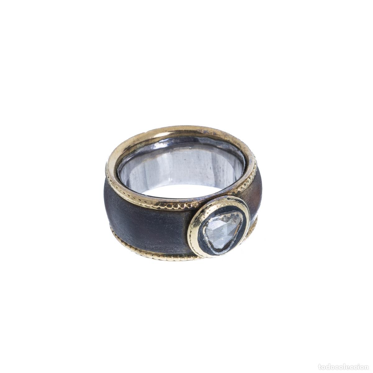 Joyeria: Anillo de plata y oro con diamante. - Foto 1