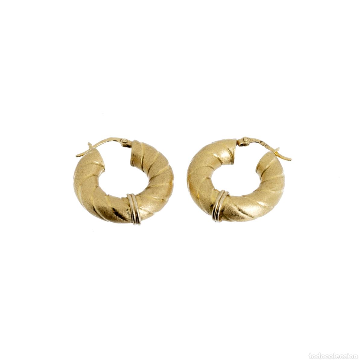 Joyeria: Par de pendientes de aro en oro de 19,2 quilates. - Foto 1
