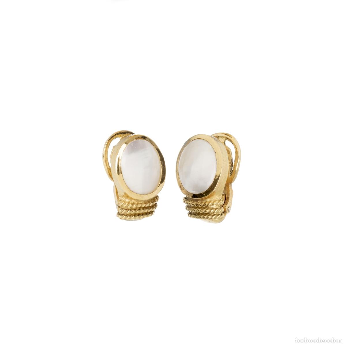 Joyeria: Par de pendientes en oro de 19,2 quilates y mabe - Foto 1