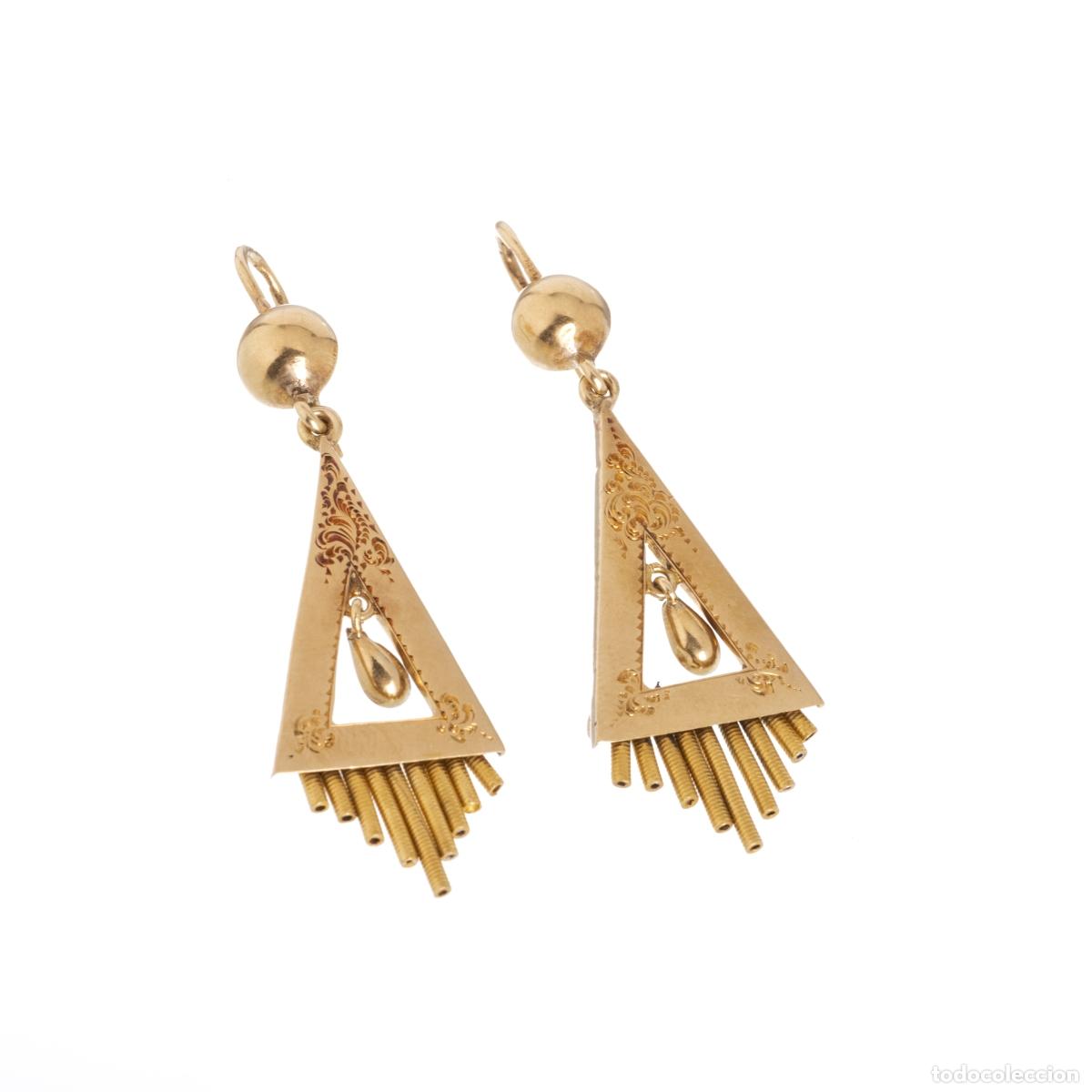 Joyeria: Par de pendientes de oro - siglo XIX - Foto 1