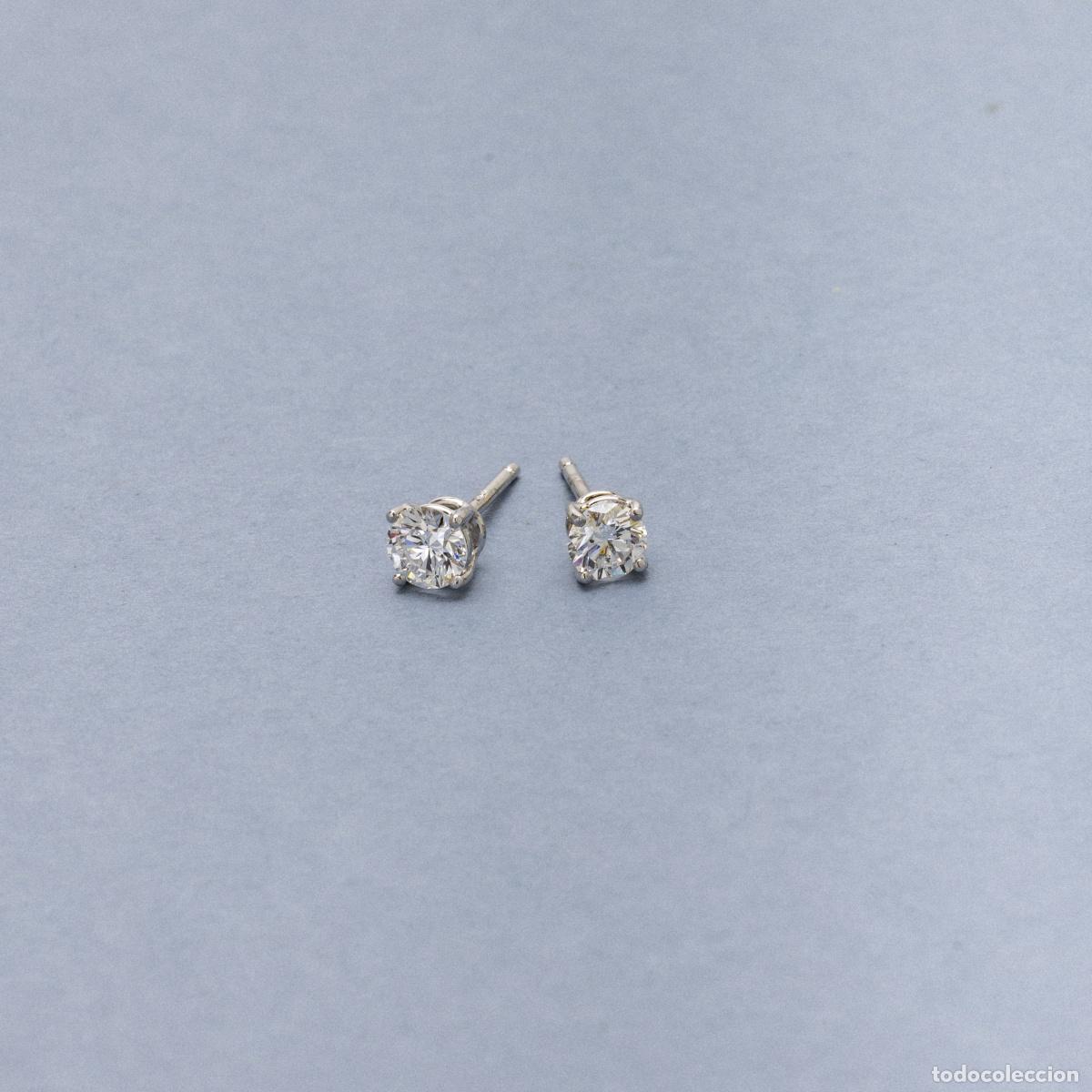 Joyeria: Par de pendientes de oro blanco de 18 quilates. - Foto 1