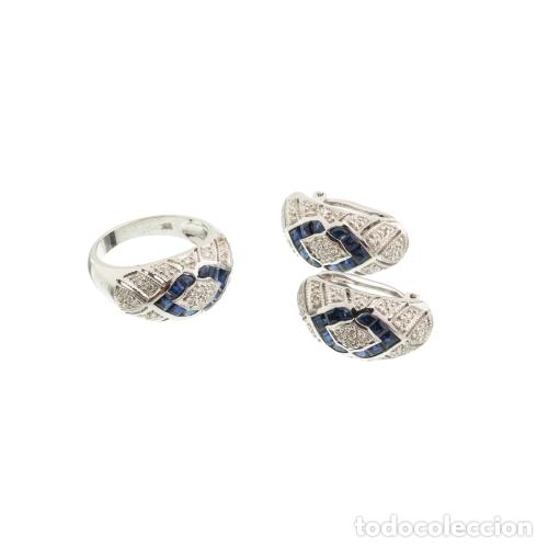 Joyeria: Par de pendientes y anillo en oro de 18 quilates. - Foto 1