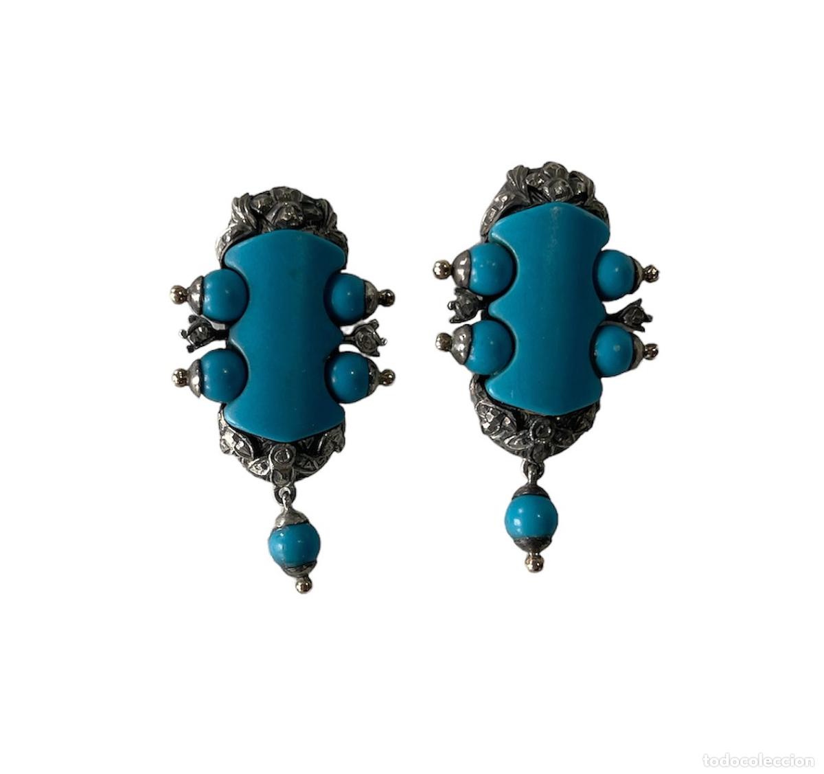 Joyeria: Par de pendientes en plata y oro; gomes - Foto 1