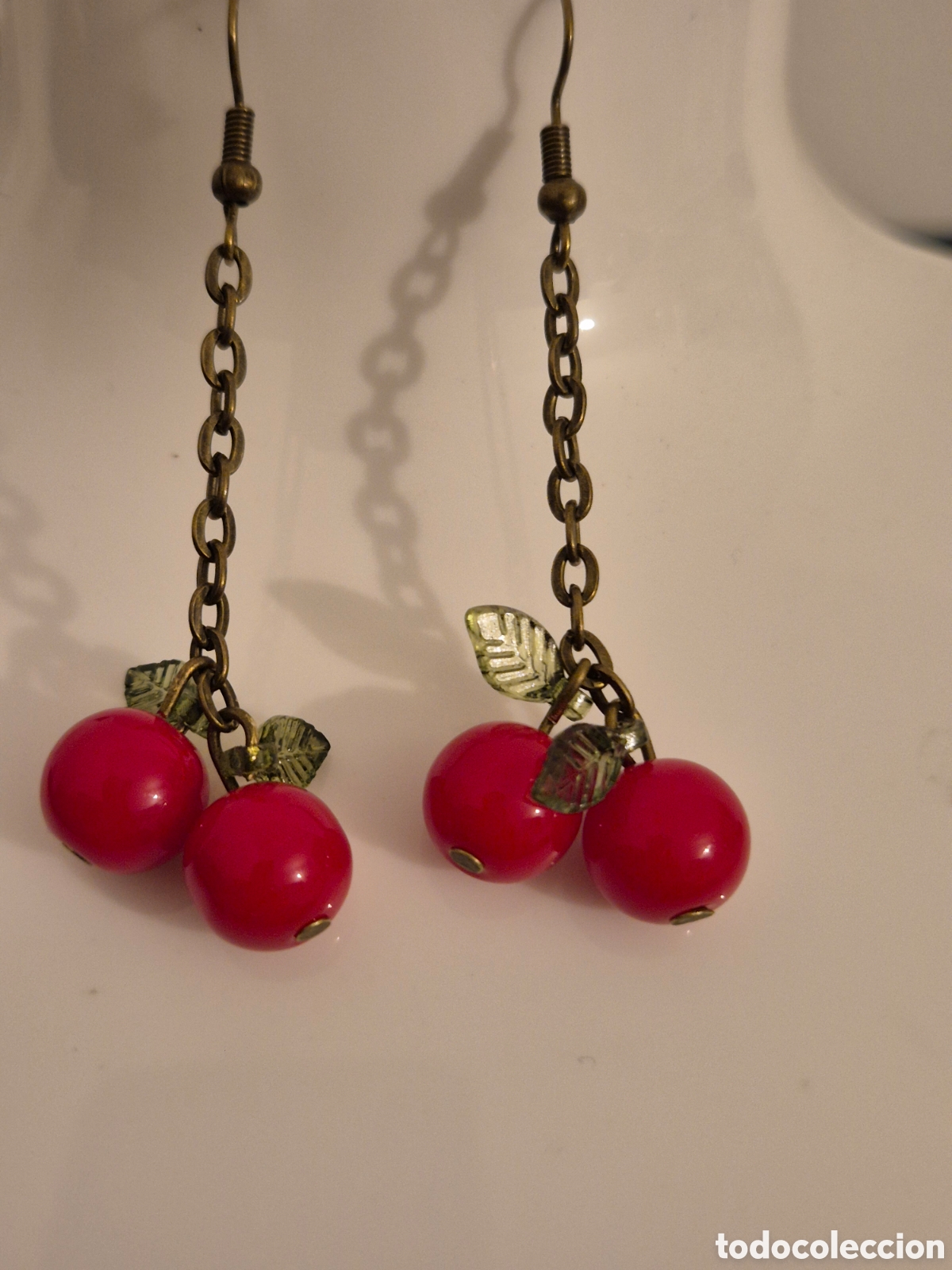Joyeria: Pendientes artesanos dise&ntilde;o cerezas