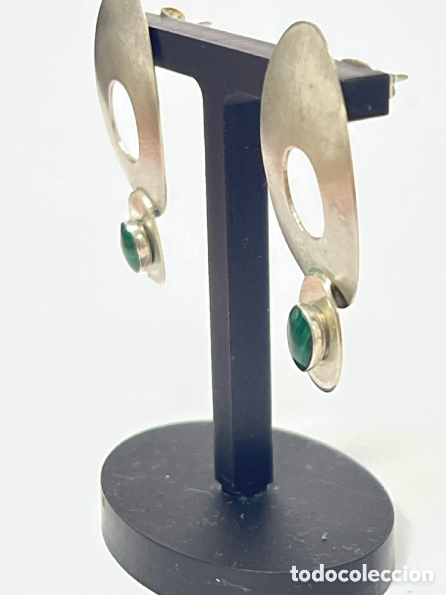 Joyeria: Pendientes de plata y malaquita /P448 - Foto 2
