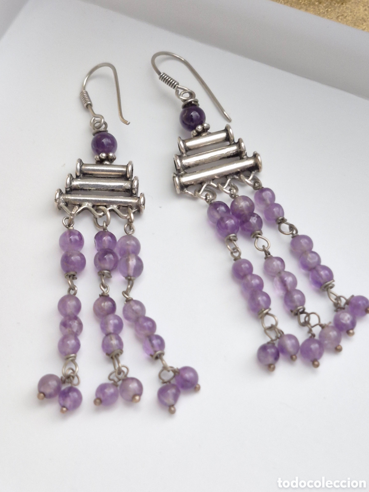 Schmuck: MAGN&Iacute;FICOS PENDIENTES DE PLATA DE LEY Y AMATISTAS. REF S6 C JOY ACTUAL PENDIENTES