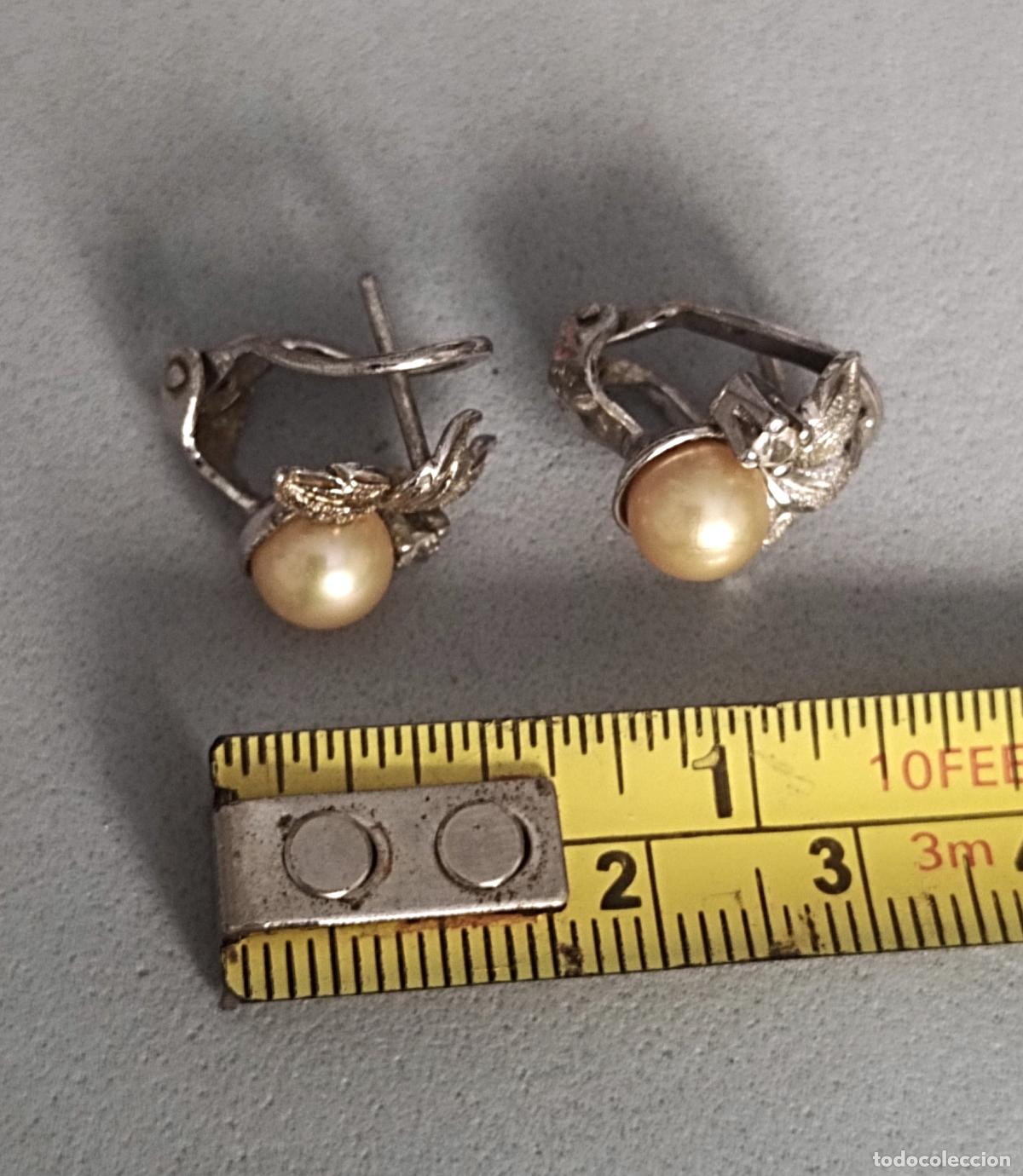 Joyeria: Pendientes de plata de ley con perlas, cierre de omega. - Foto 2