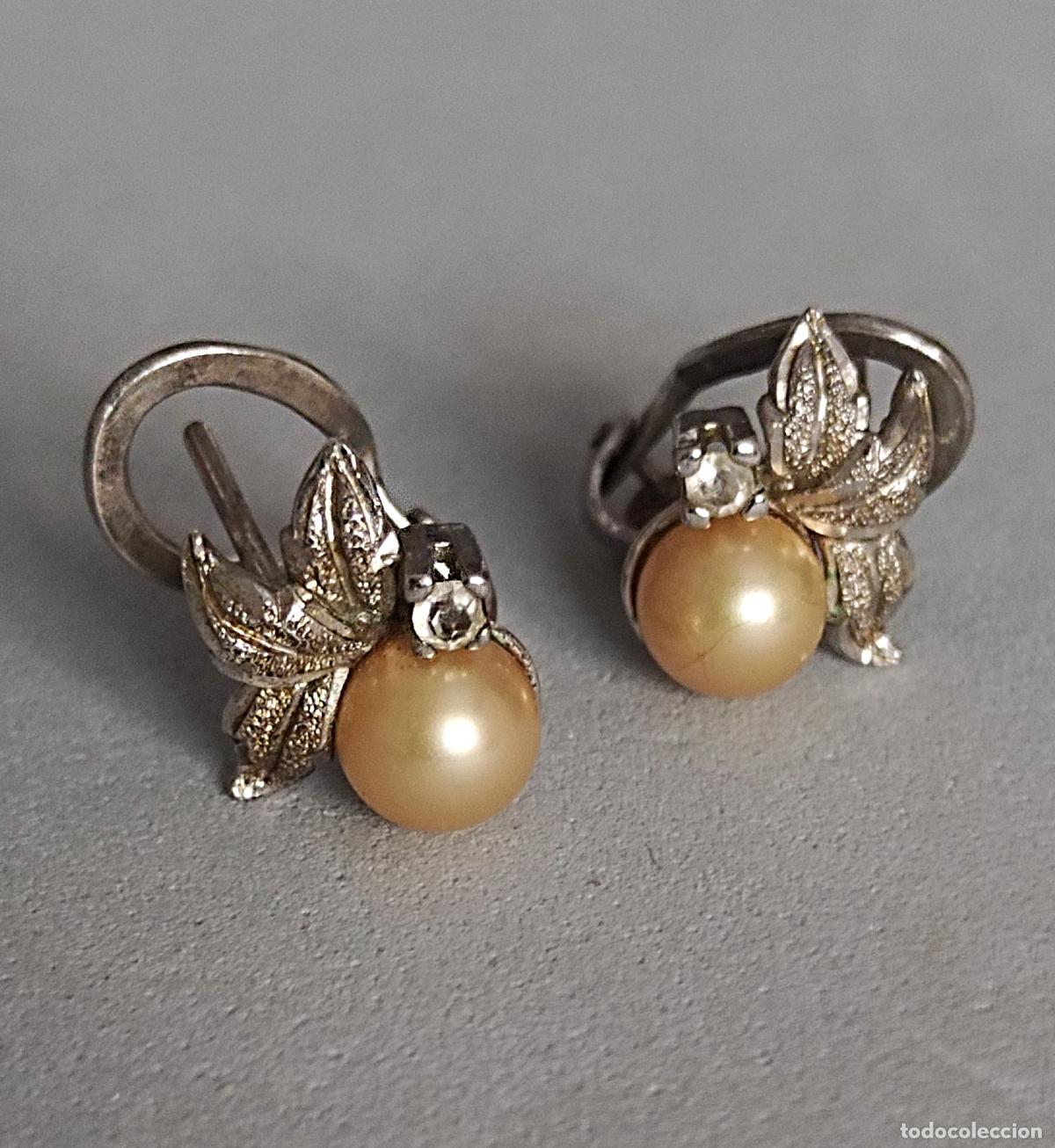 Joyeria: Pendientes de plata de ley con perlas, cierre de omega. - Foto 3