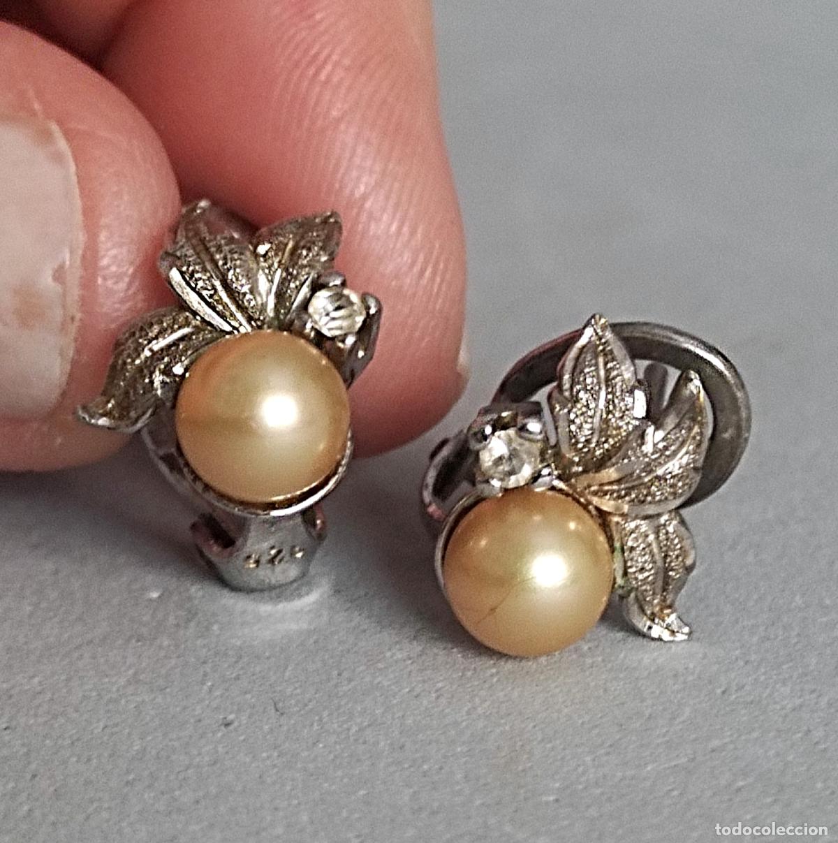 Joyeria: Pendientes de plata de ley con perlas, cierre de omega. - Foto 1