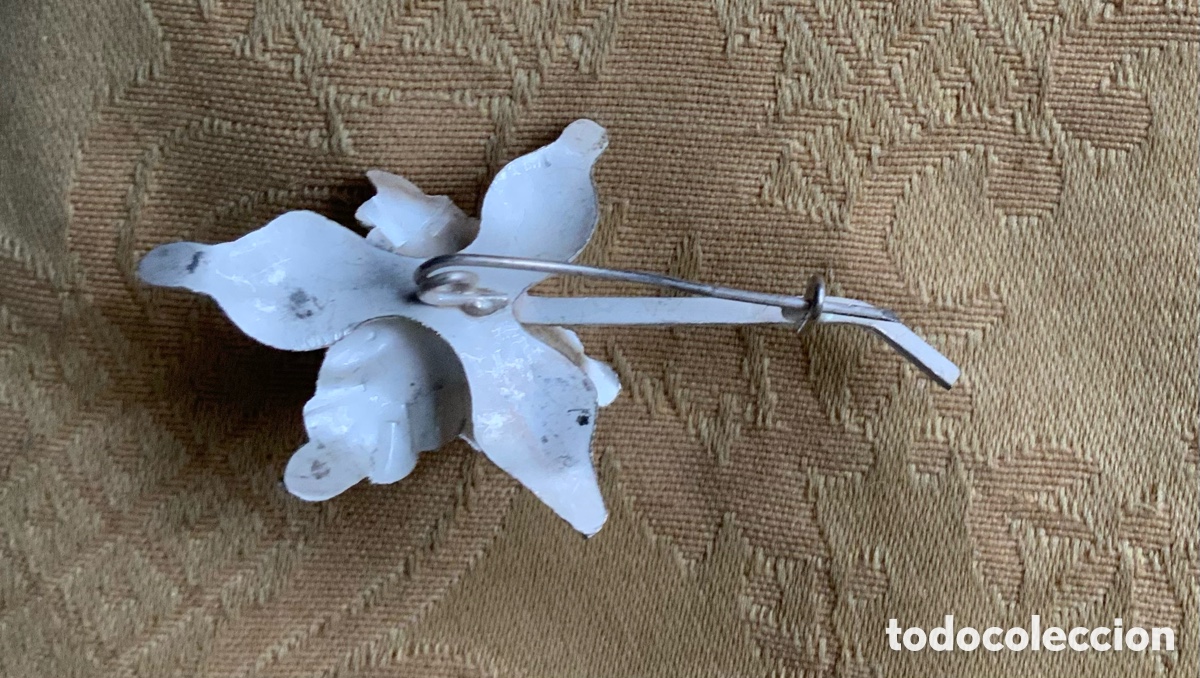 Joyeria: BROCHE ANTIGUA ORQUIDEA DE PLATA CON PERLA - Foto 6