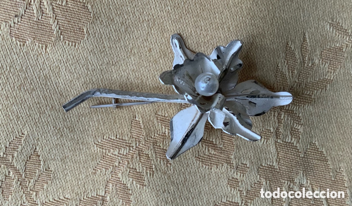 Joyeria: BROCHE ANTIGUA ORQUIDEA DE PLATA CON PERLA - Foto 12
