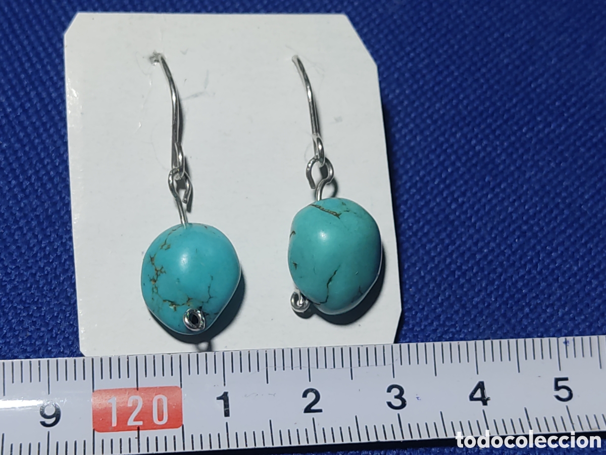 Joyeria: Pendientes de turquesa y plata.Vintage. - Foto 3