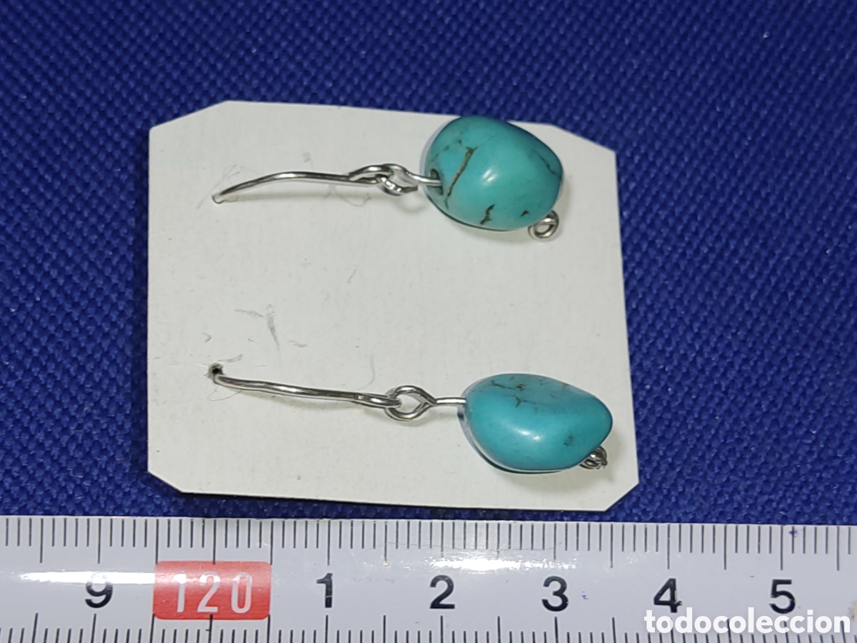 Joyeria: Pendientes de turquesa y plata.Vintage. - Foto 5