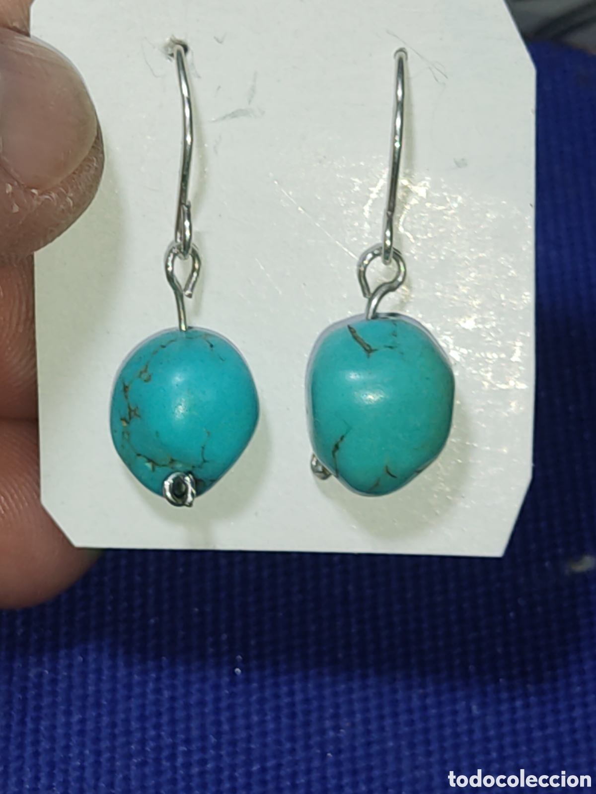 Joyeria: Pendientes de turquesa y plata.Vintage. - Foto 6