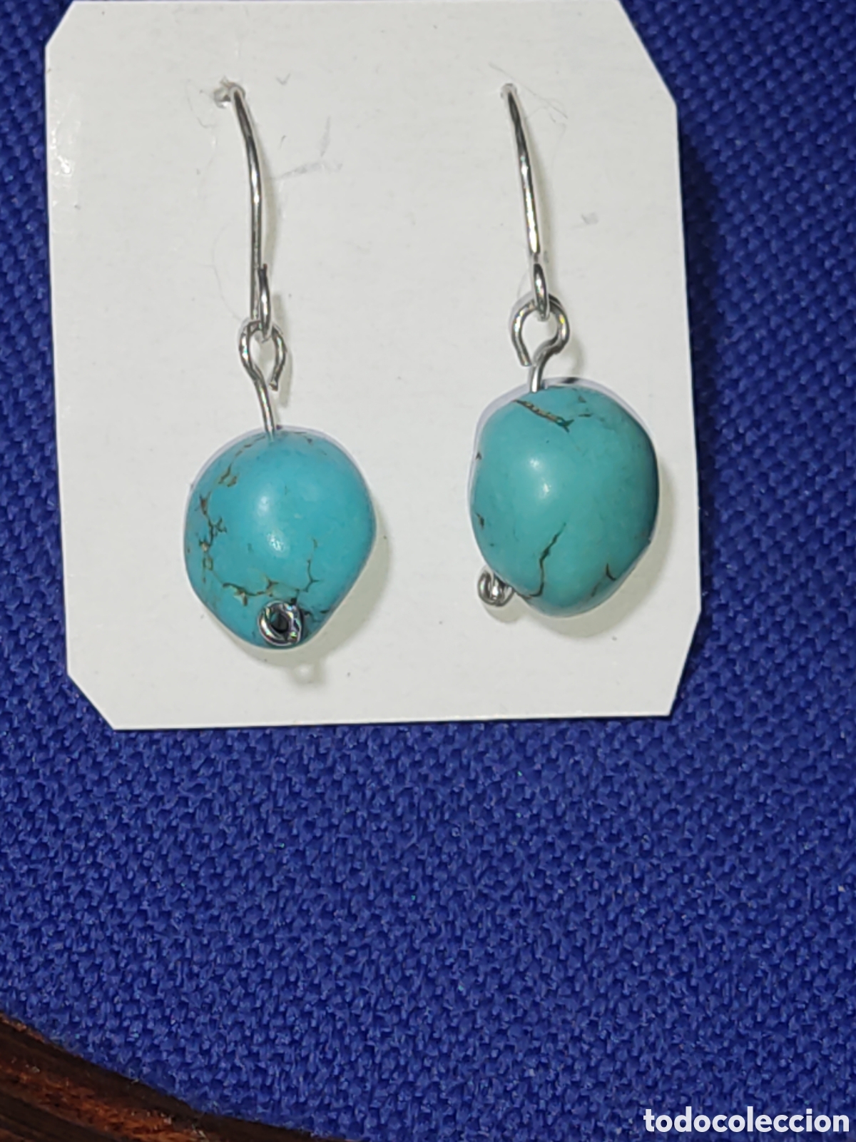 Joyeria: Pendientes de turquesa y plata.Vintage. - Foto 1