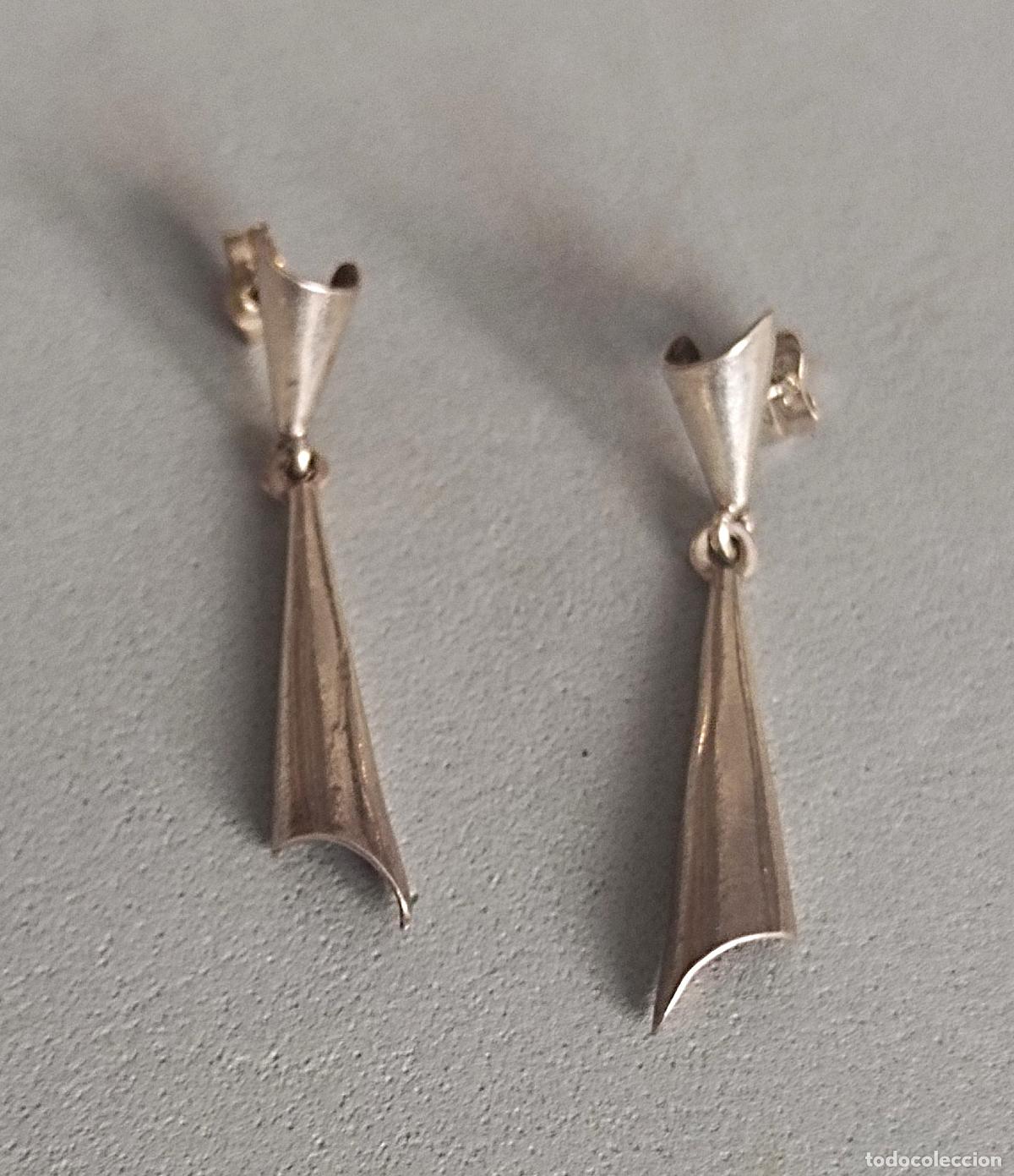 Joyeria: Pendientes largos de plata de ley, cierre de presi&oacute;n. - Foto 2