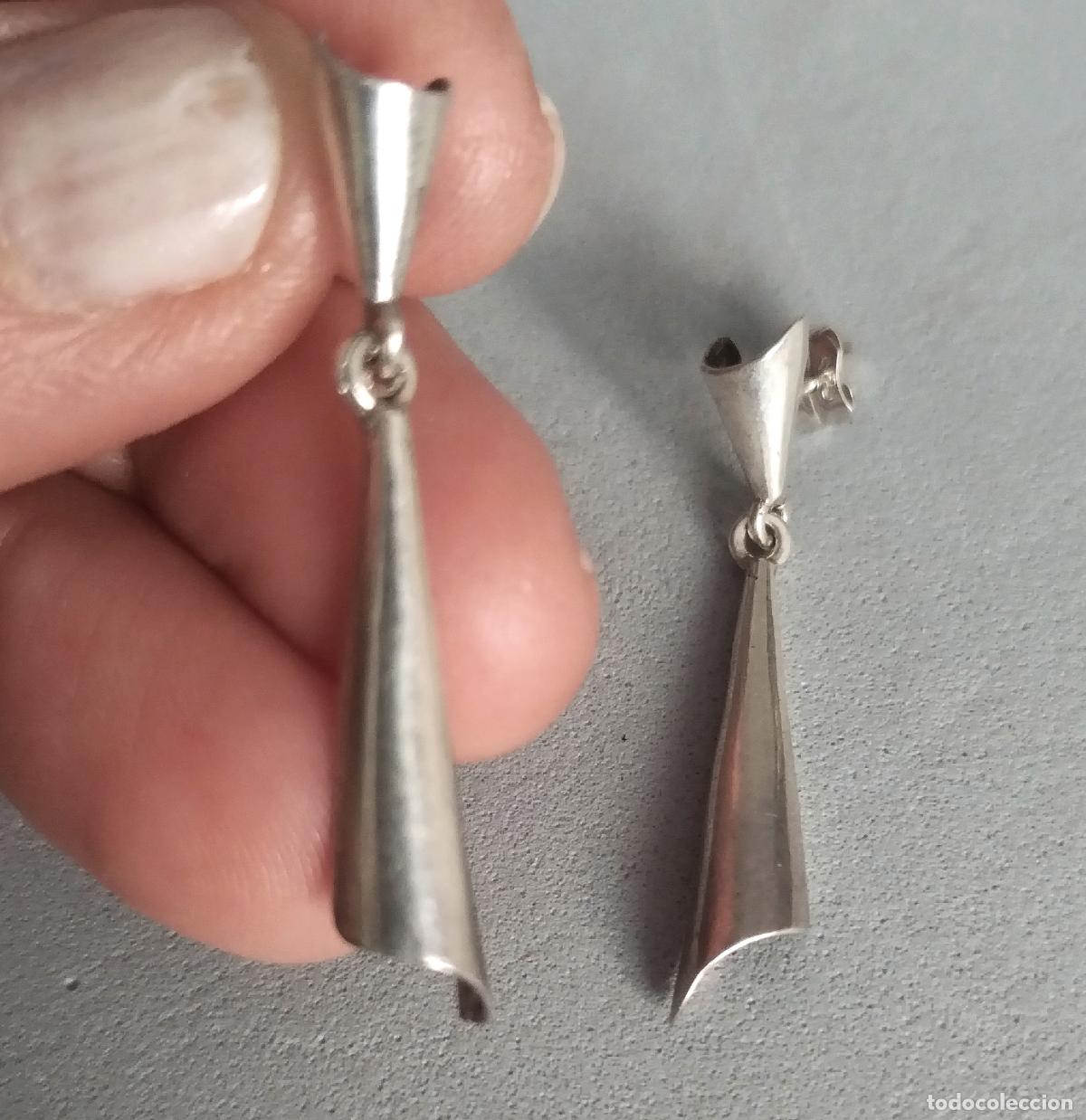 Joyeria: Pendientes largos de plata de ley, cierre de presi&oacute;n. - Foto 1