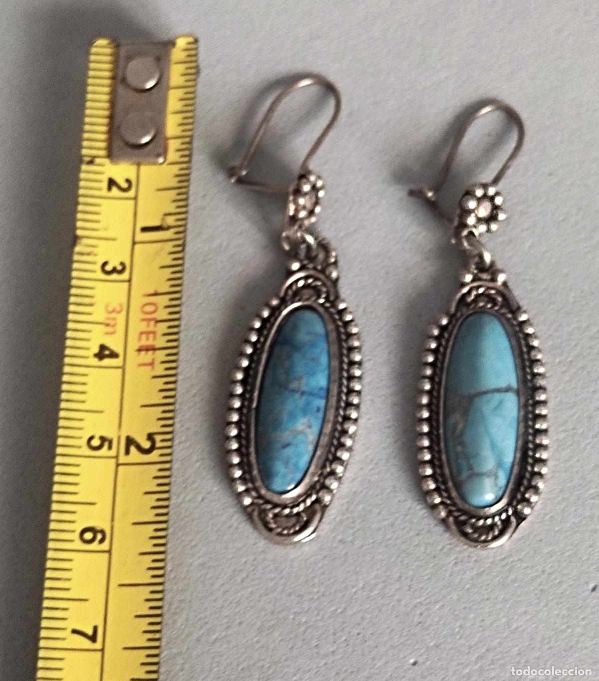 Joyeria: Pendientes largos de plata de ley contrastada, con piedra azul. - Foto 4