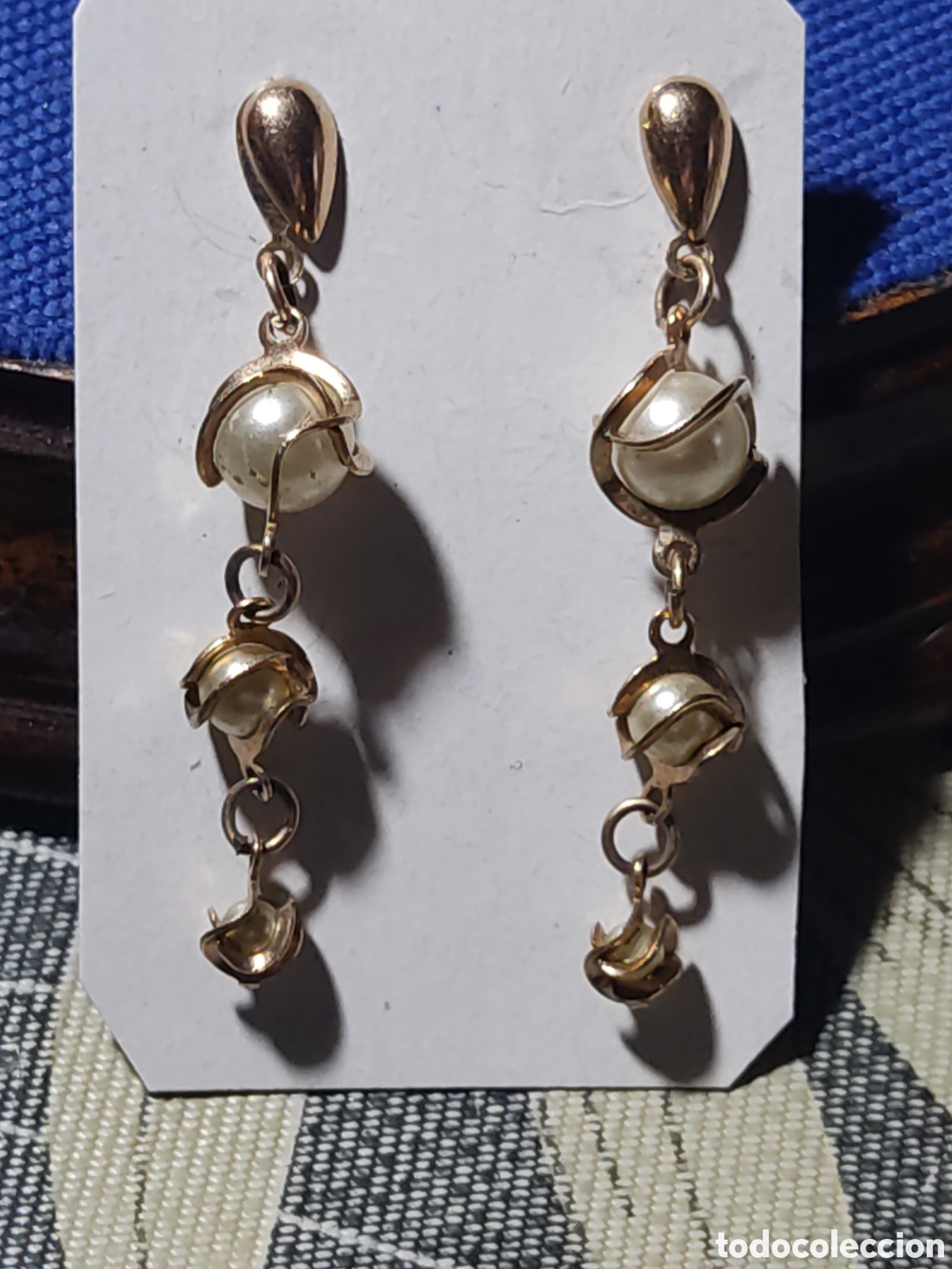 Joyeria: Antiguos Pendientes largos de perlas - Foto 1