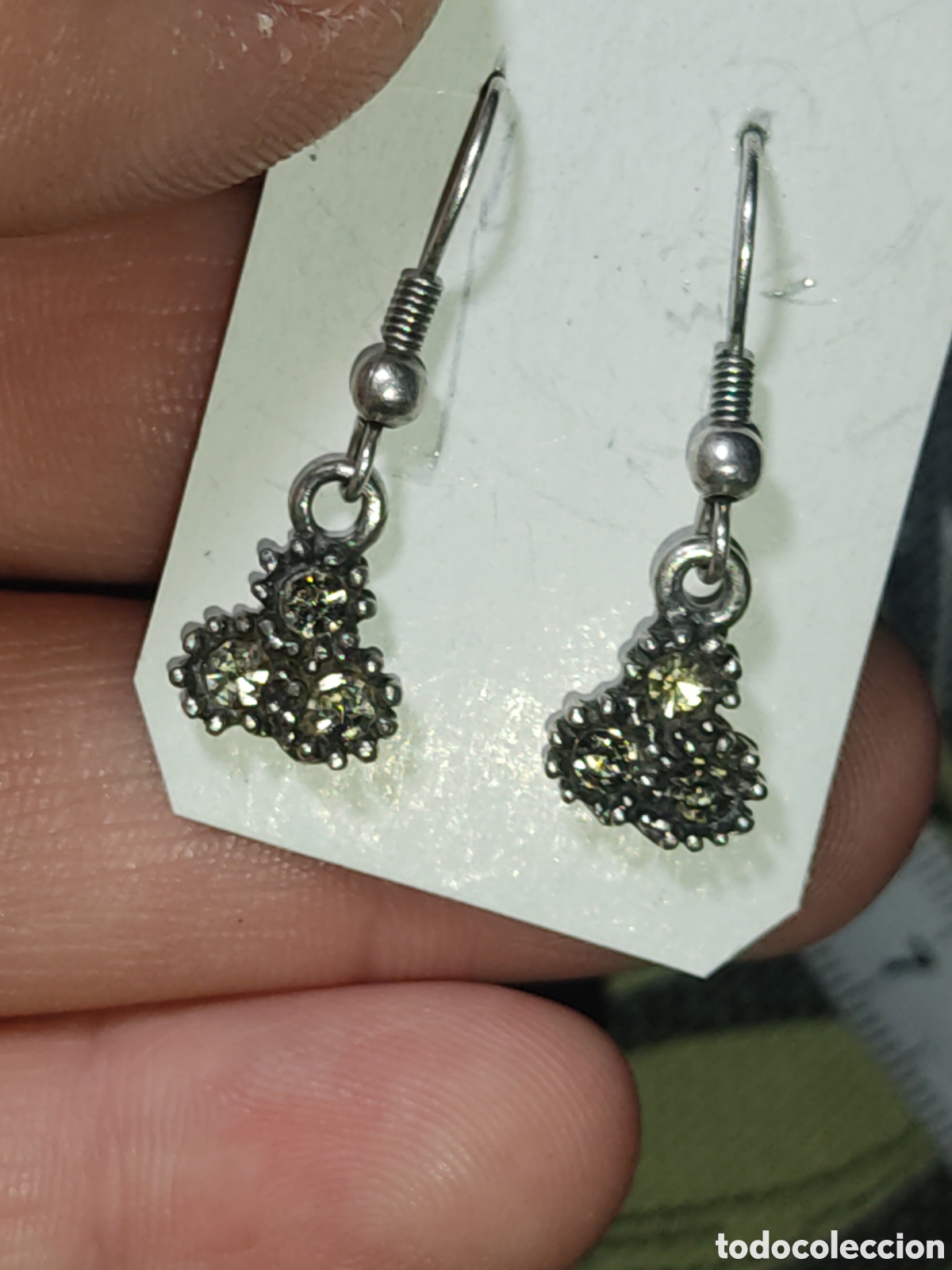 Joyeria: Pendientes plateados con circonitas. Vintage. - Foto 2