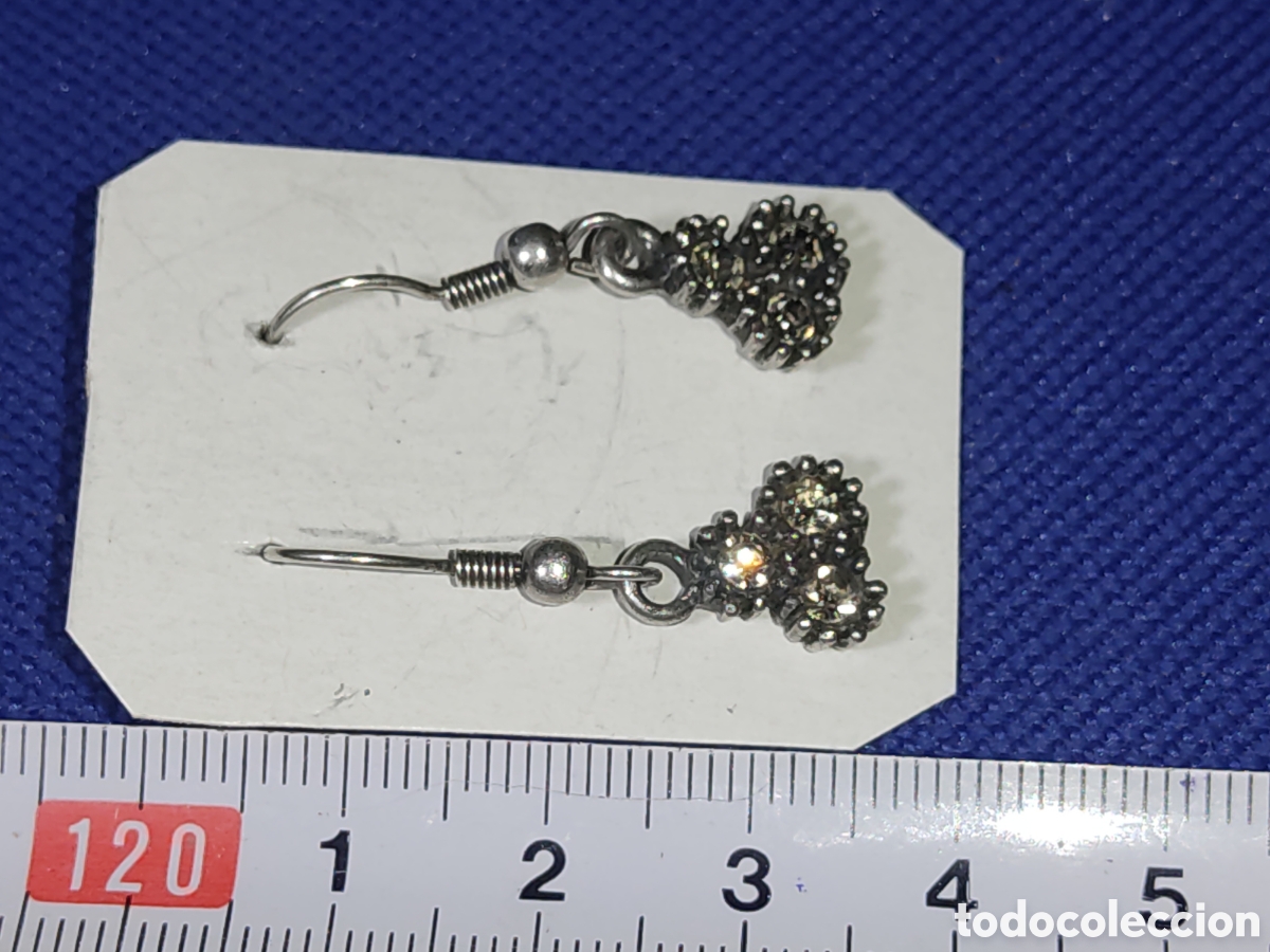 Joyeria: Pendientes plateados con circonitas. Vintage. - Foto 4