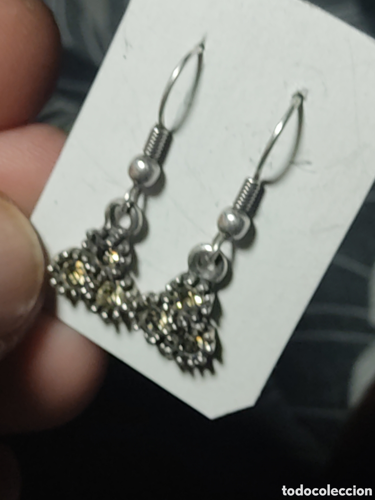 Joyeria: Pendientes plateados con circonitas. Vintage. - Foto 5