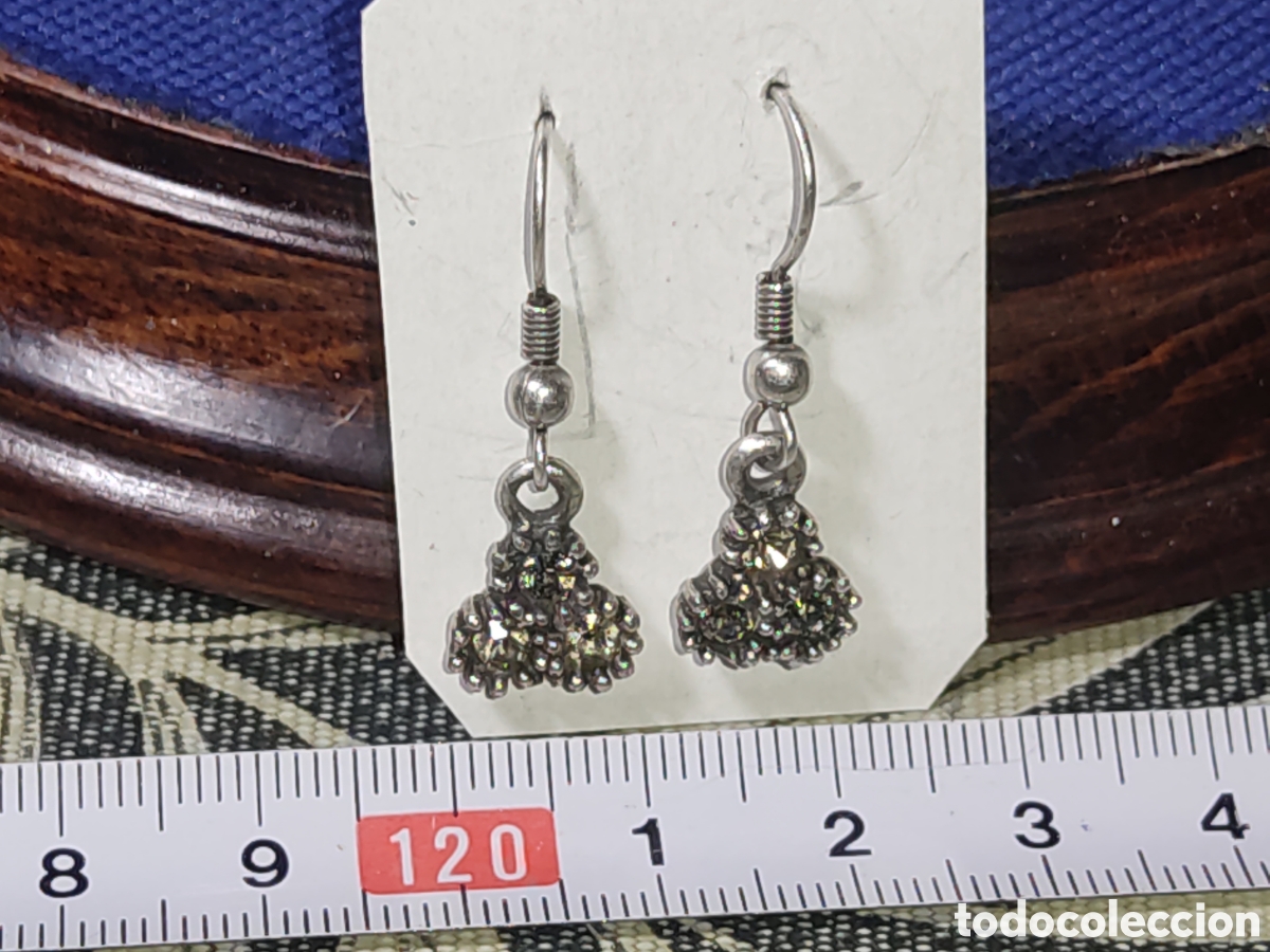 Joyeria: Pendientes plateados con circonitas. Vintage. - Foto 1