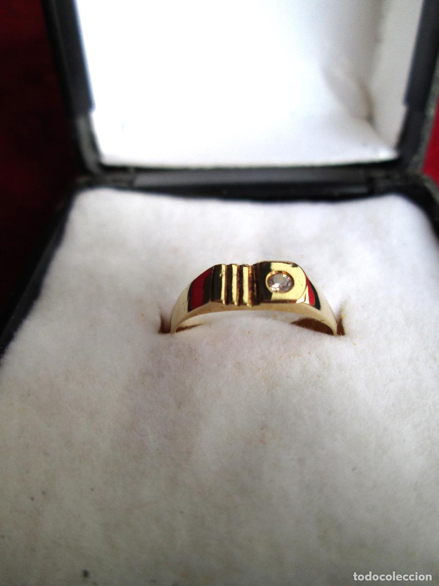 Schmuck: ANILLO DE ORO DE 18 KLTS. INFANTIL O PARA COLGAR DE CADENA - SELLO CON CIRCONITA - SIN ESTRENAR -