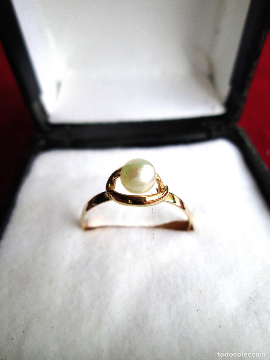 Schmuck: ANILLO DE ORO DE 18 KLTS. INFANTIL O PARA COLGAR DE CADENA - CON PERLA - SIN ESTRENAR -