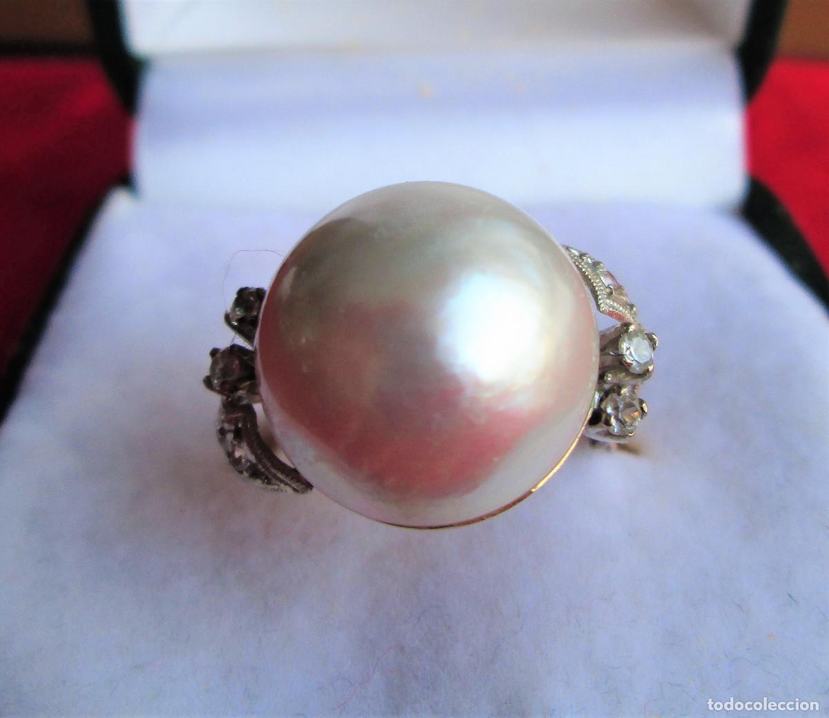 Jewelry: ANILLO DE ORO DE 18 KLTS. BICOLOR CON CIRCONITAS Y PERLA - SIN ESTRENAR
