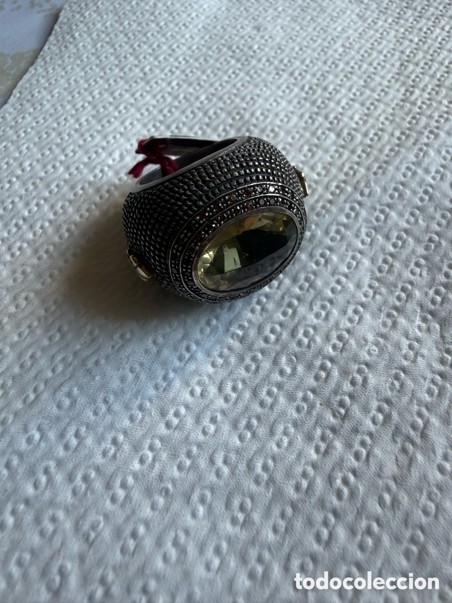 Joyeria: Precioso anillo tipo bomb&eacute;, plata y cuarzo ahumado, precio en tienda 450 eur