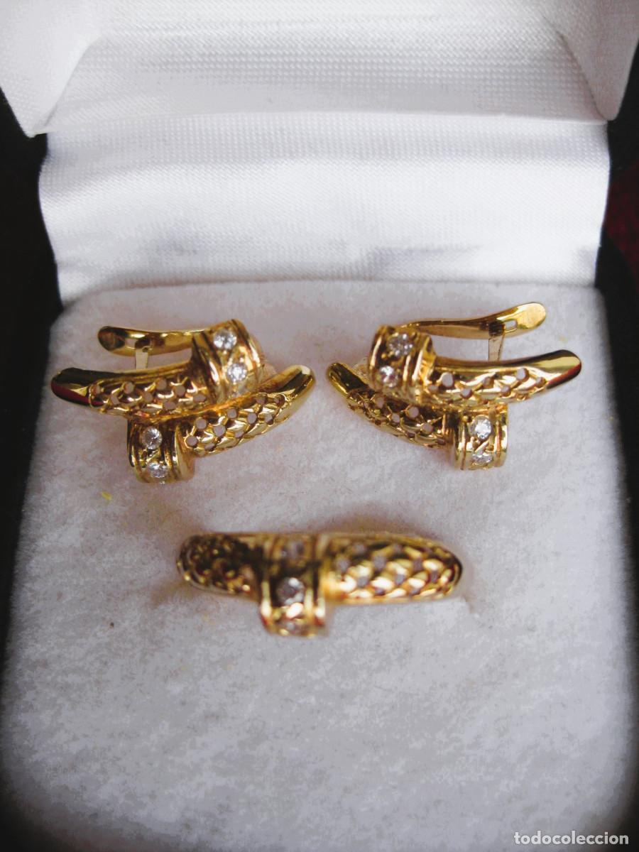 Gioielleria: CONJUNTO PENDIENTES Y ANILLO ORO 18 K. Y CIRCONITAS - SIN ESTRENAR -